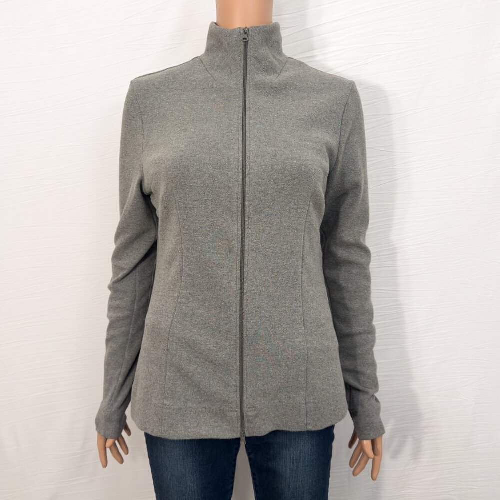 Lukastyle Full-Zip Gray Jacket with Elbow Patches | Size M